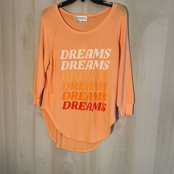 NWT Wildfox Dreams‎ Haley Raglan apricot wash, size XS - Picture 3 of 13